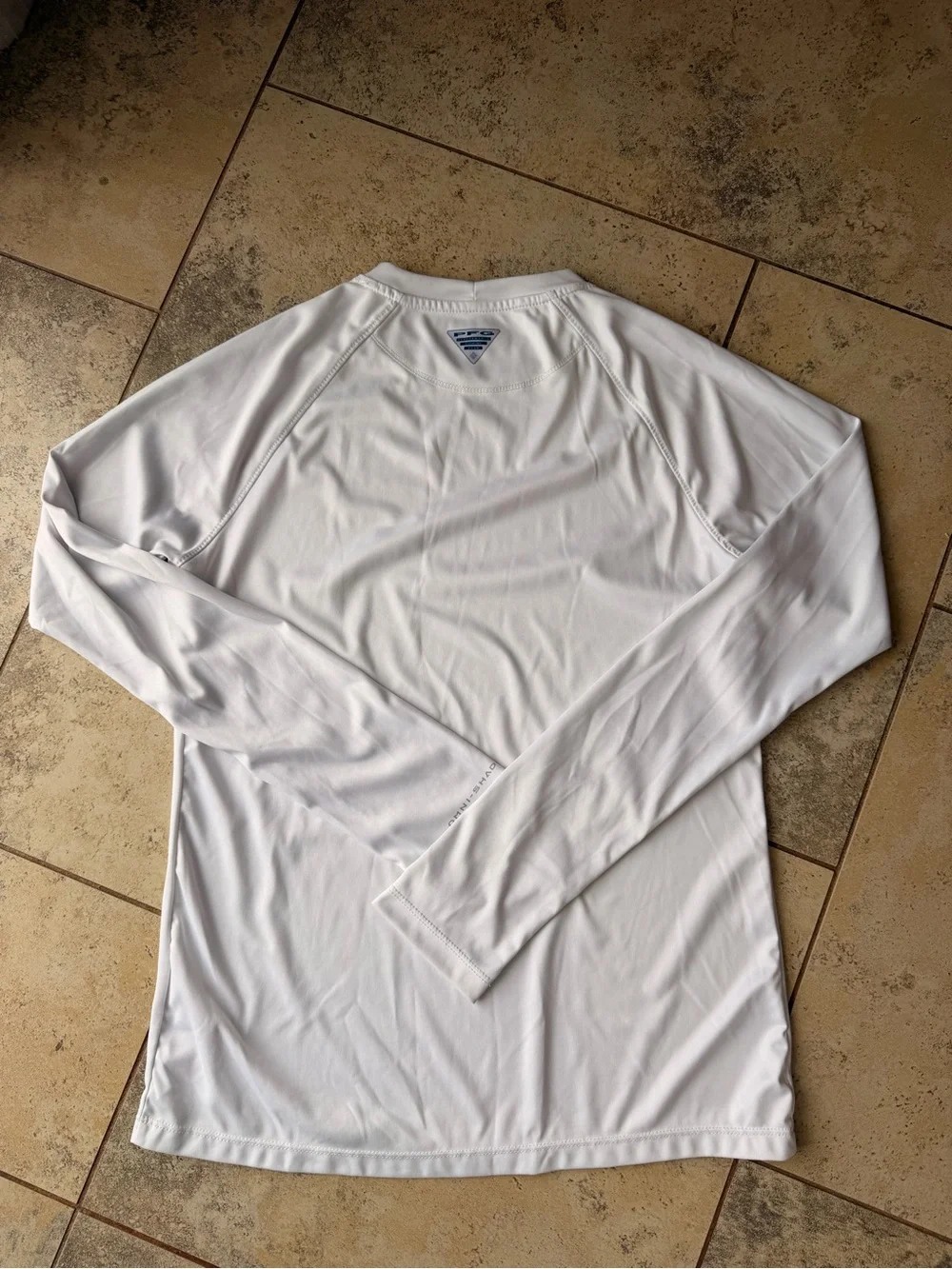Columbia PFG Omni-Shade Fish American Flag Long Sleeve Shirt White S